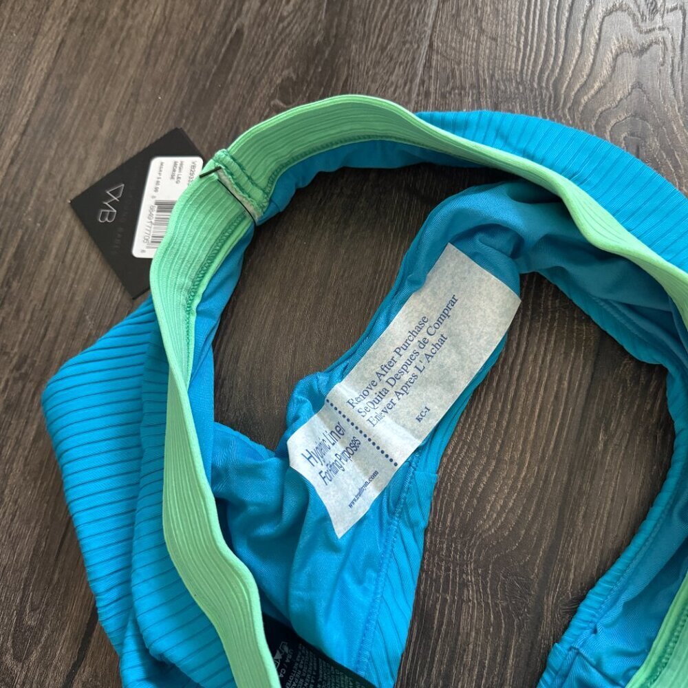 VYB | NWT Allie High Leg Bikini Bottom in Bright Neon Blue/Green Size Medium - Picture 7 of 7